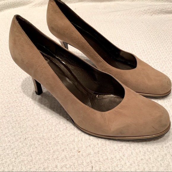 Stuart Weitzman Shoes - Stuart Weitzman Tan Leather Metallic Heel Pumps 8 G33